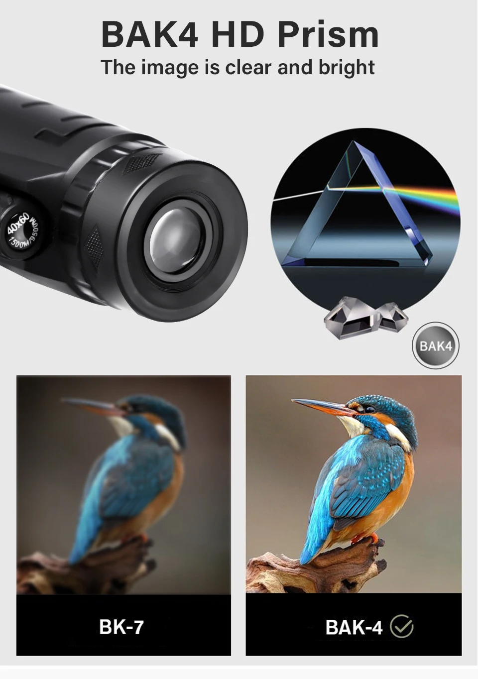 Telescope Monocular 40X60 Zoom Monocular Binoculars Clear Weak Night Vision Pocket Telescope with Phone Holder for Camping