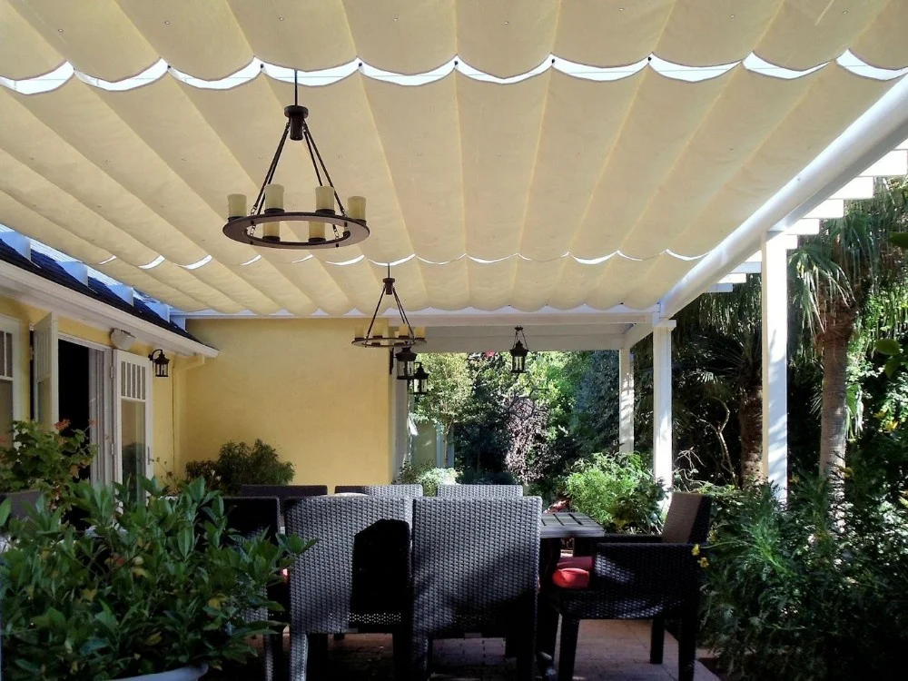 professional factory produce Wave Sails hot sell Roman Retractable Pergola Wave Shade Sail