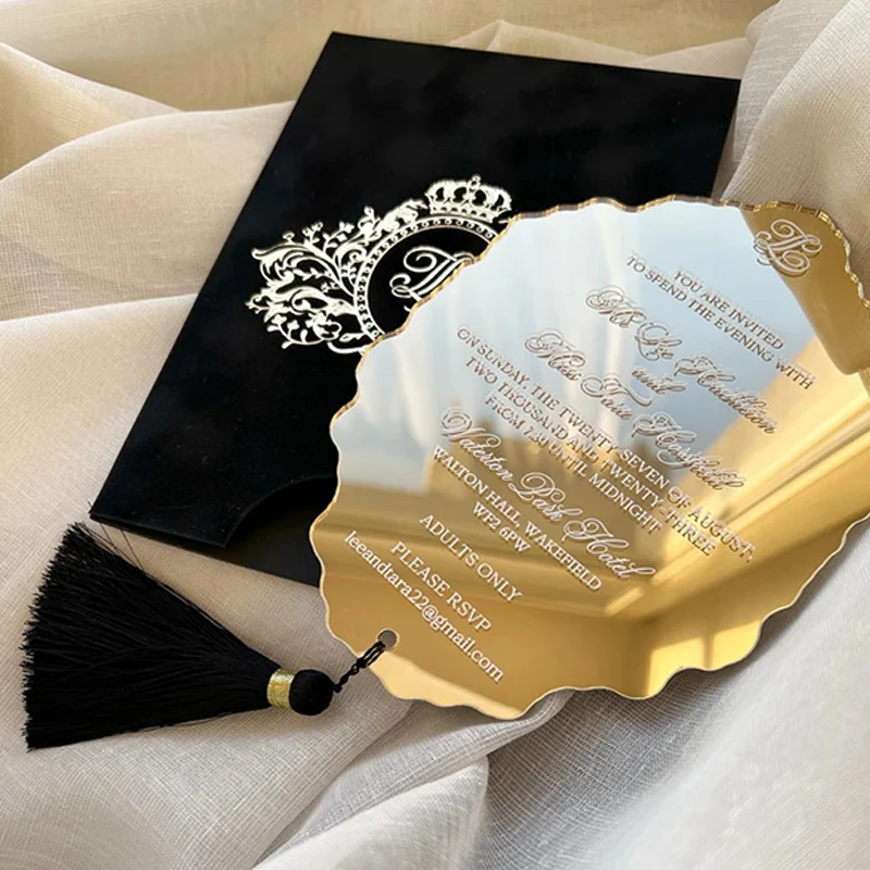 Custom Luxury Royal Blue Velvet Envelope with Clear Acrylic Elegant Wedding Invitations Set Custom Design Wedding Invitations