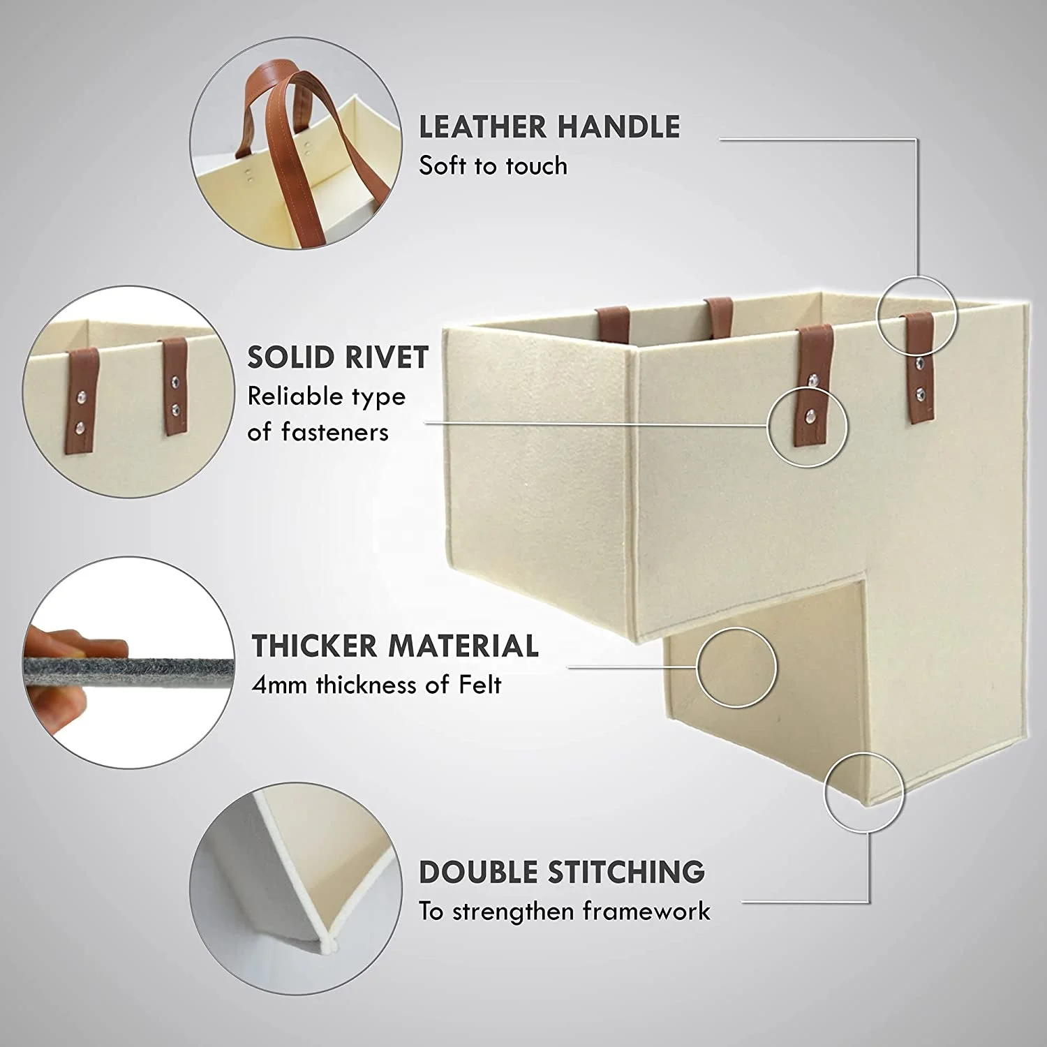 Large Capacity Felt L-shape Stair Basket Step Bin Sundries Holder Staircase Storage Organizer for Toys