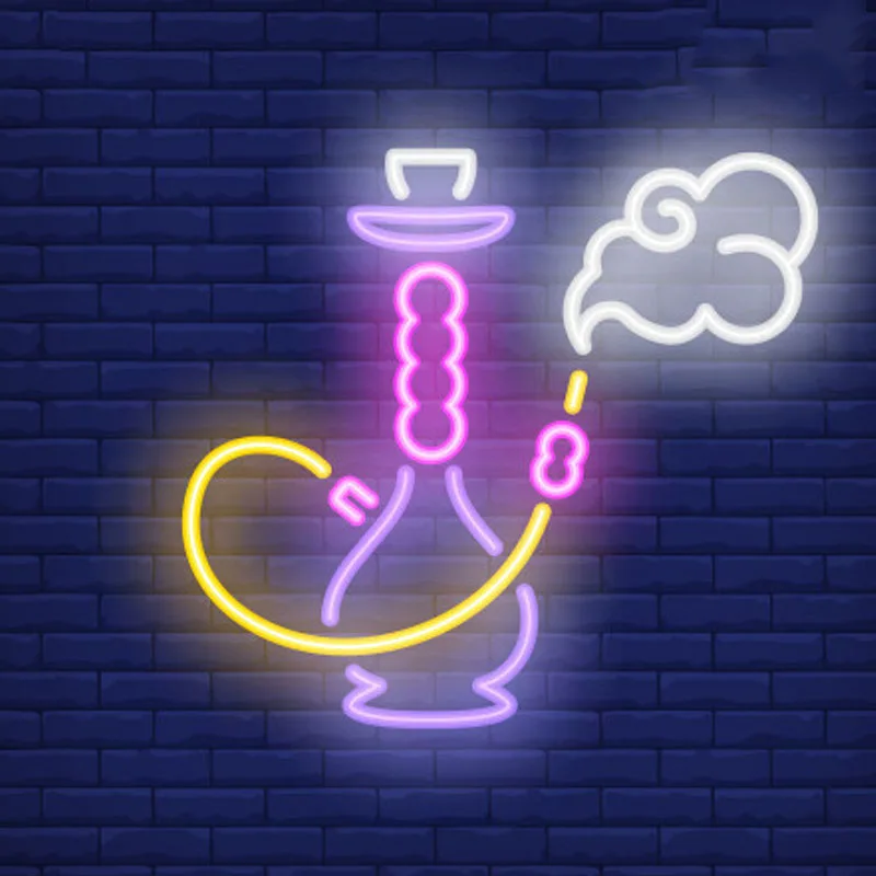 Neon Sign Icon of Hookah with Smoke Cigar Aesthetic Decor Wall Lights Neon Ribbon Room Decor Lamps For Wall Sconce Night Light