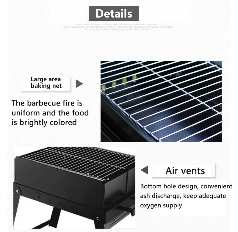 Durable Easy Carry Charcoal Folding Barbecue Grill Portable Bbq Charcoal Grill For Outdoor Picnic