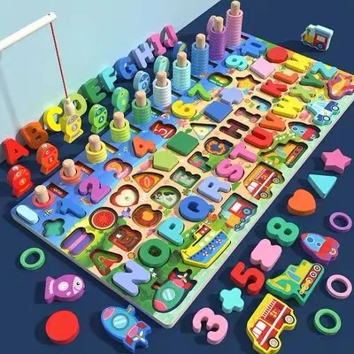 Educational wooden activity matching interactive 3D animal game Baby Logarithm board interactive educational toy gift