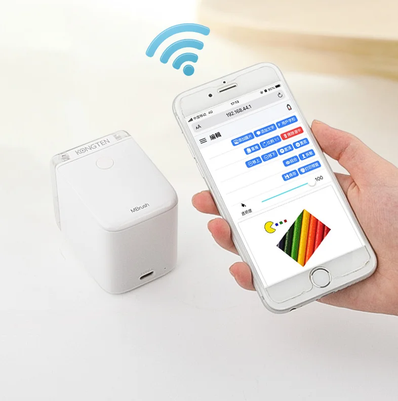 MBrush Mini Removable Handheld Color Printer USB Wireless Portable Barcode Printer Hand Held