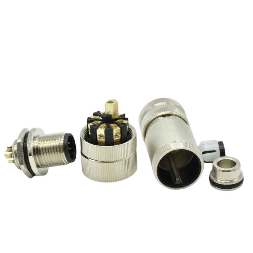 Custom Aviation Connector A B C D Code 4Pin 5Pin 8Pin Stainless Steel Metal Angle m12 Waterproof Connector