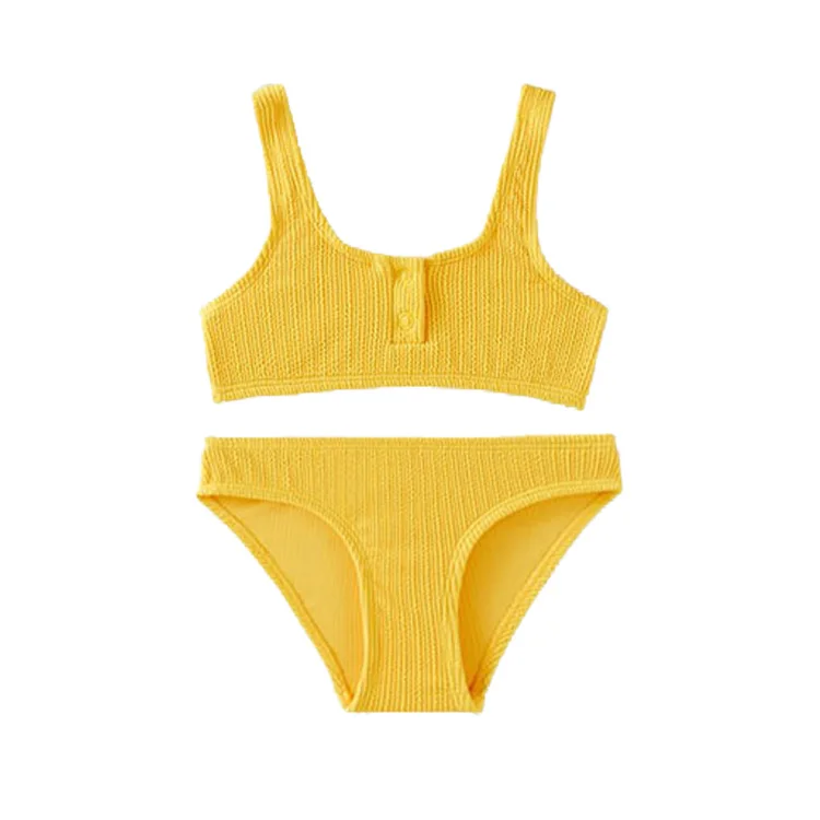 Custom Little Girls Cute Bathing Suit Girl Bikini Beachwear Swimwear Breathable Seamless Ribbed Bikini