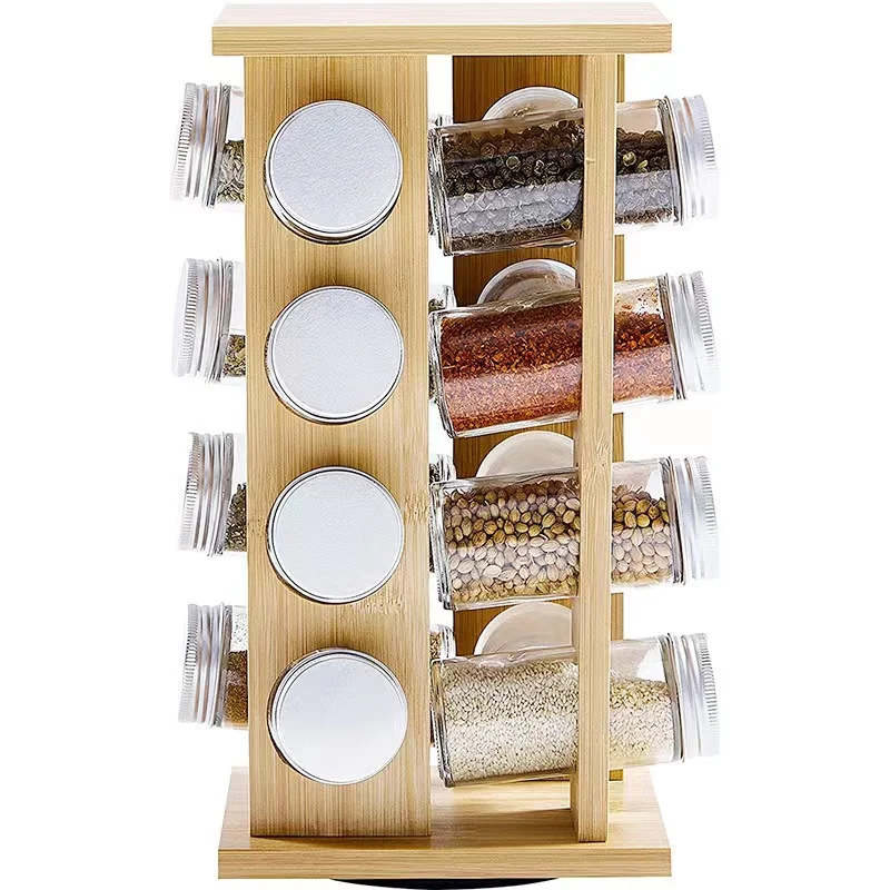 home storage & organization Kitchen rotating bamboo spice rack drawer organizer bamboo spice rack