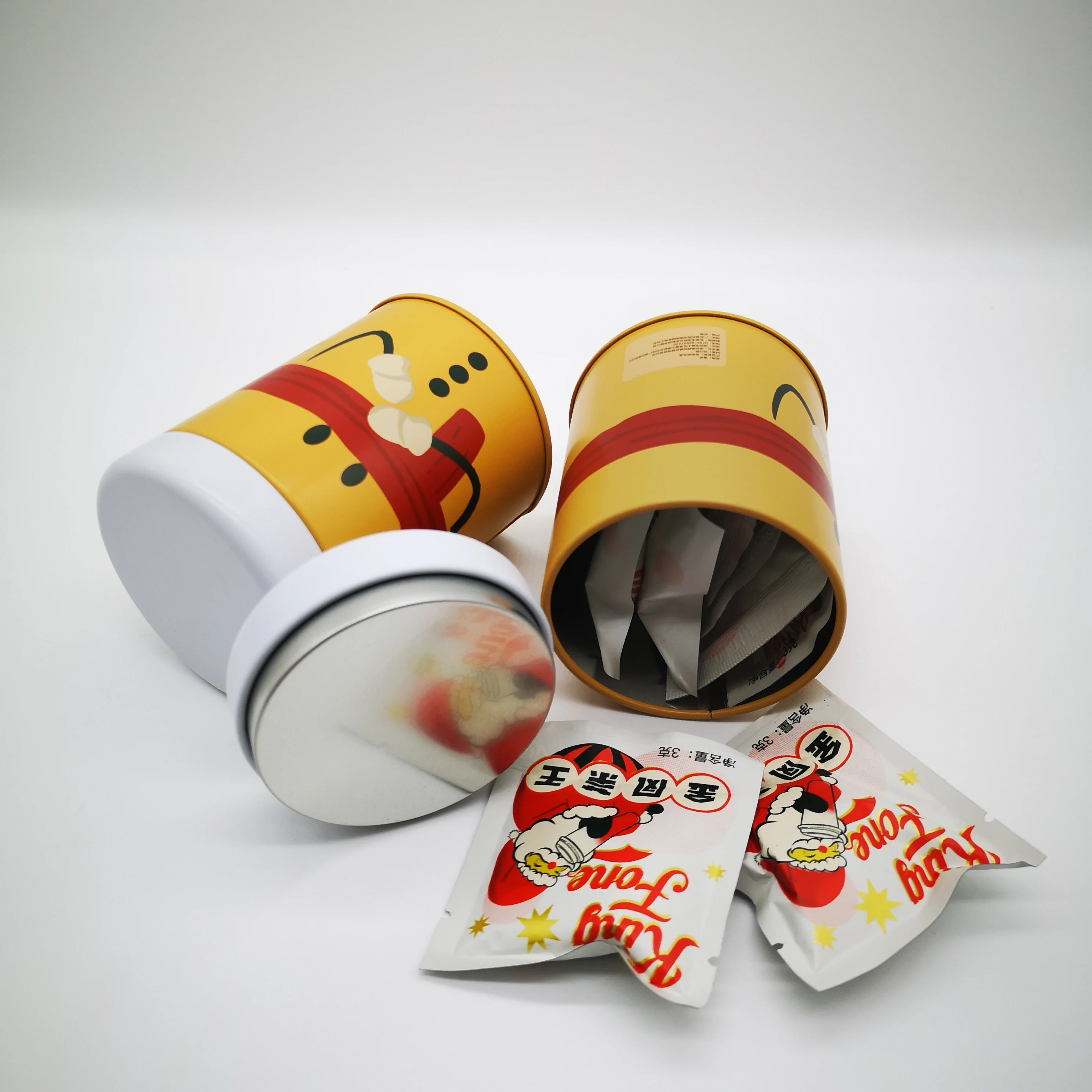 
Empty Round Tea and Coffee Bean Packaging Tin Can With Plug Lid 