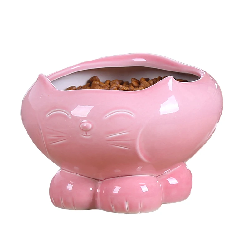 
 Ceramic Cat Feeder Bowl Home Use Smple Cat Food Dispenser Pet Drinking Water Dispenser Cat Slow Feeder Bowl  