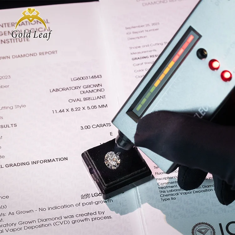 Сертифицированный Goldleaf IGI GIA 1CT 2CT 3CT 5CT D VVS VS Овальный Ограненный лабораторный бриллиант оптовая цена CVD HPHT Lab Выращенный алмаз