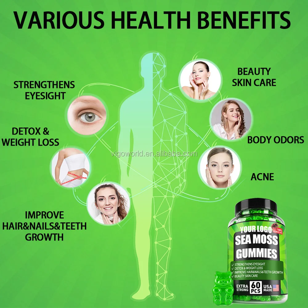 Private Label Halal Vitamin C Vitamin Vegan Sleep Edible Health Collagen Supplement Sea Moss Gummies Organic Gummy
