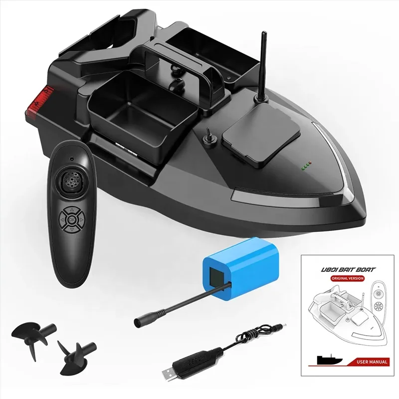 V801 Electric Wireless Remote Control Bait Boat 500m Range 2KG Load Dual Motors LED Lights for Night Fishing Fixed Speed Cruise