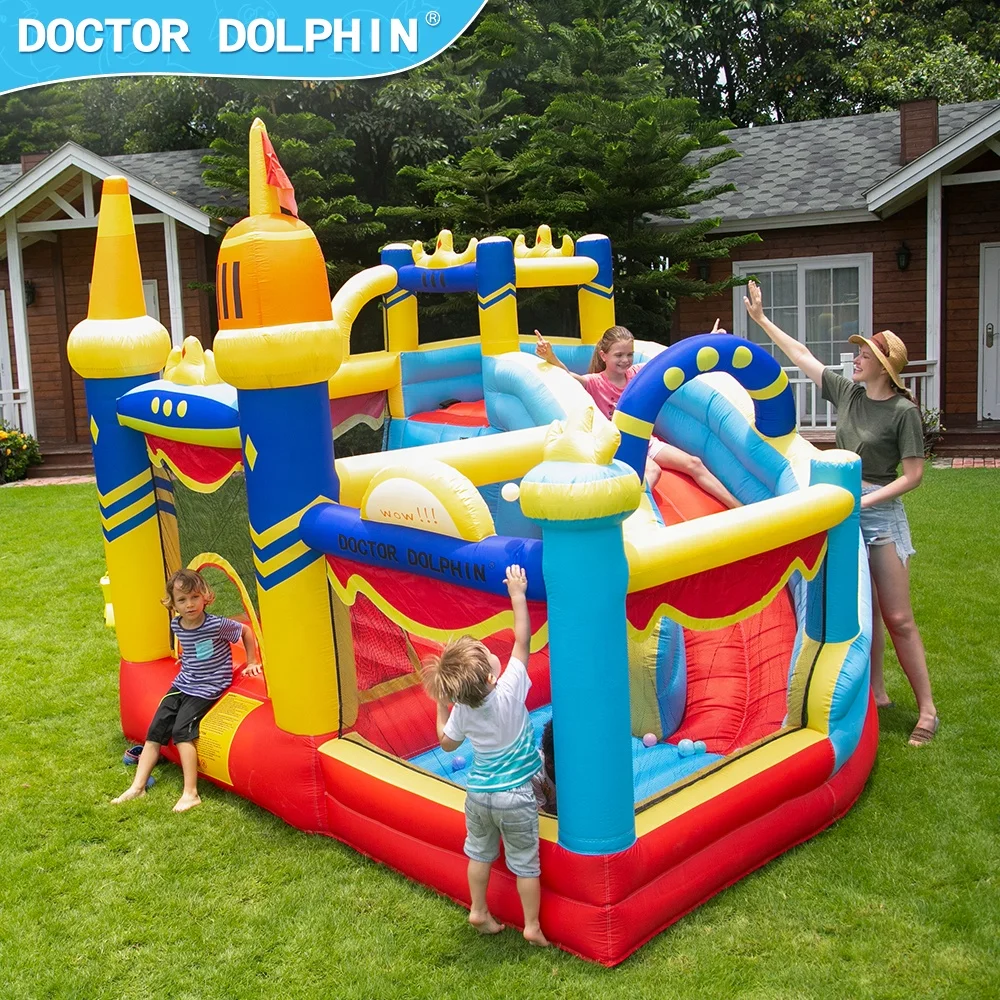 Doctor Dolphin New Fashion Crown Jumping Bed Bouncy Castle With Slide Jump Pool  For  Children Bounce House