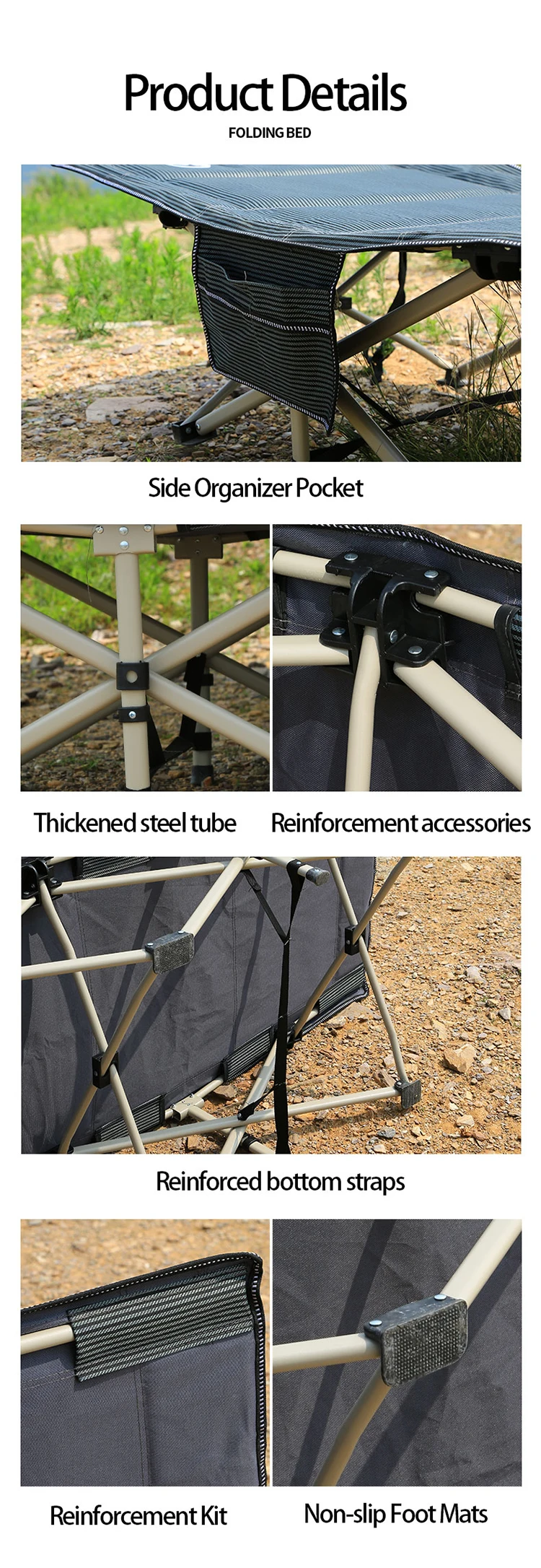 YOUQI 900D Oxford cloth Foldable Lightweight Camping Bed Portable Folding Cot