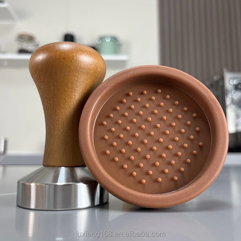 Заводская цена Бесплатный Лазерный Логотип основа из нержавеющей стали для эспрессо молоток кофе с силиконовым ковриком набор