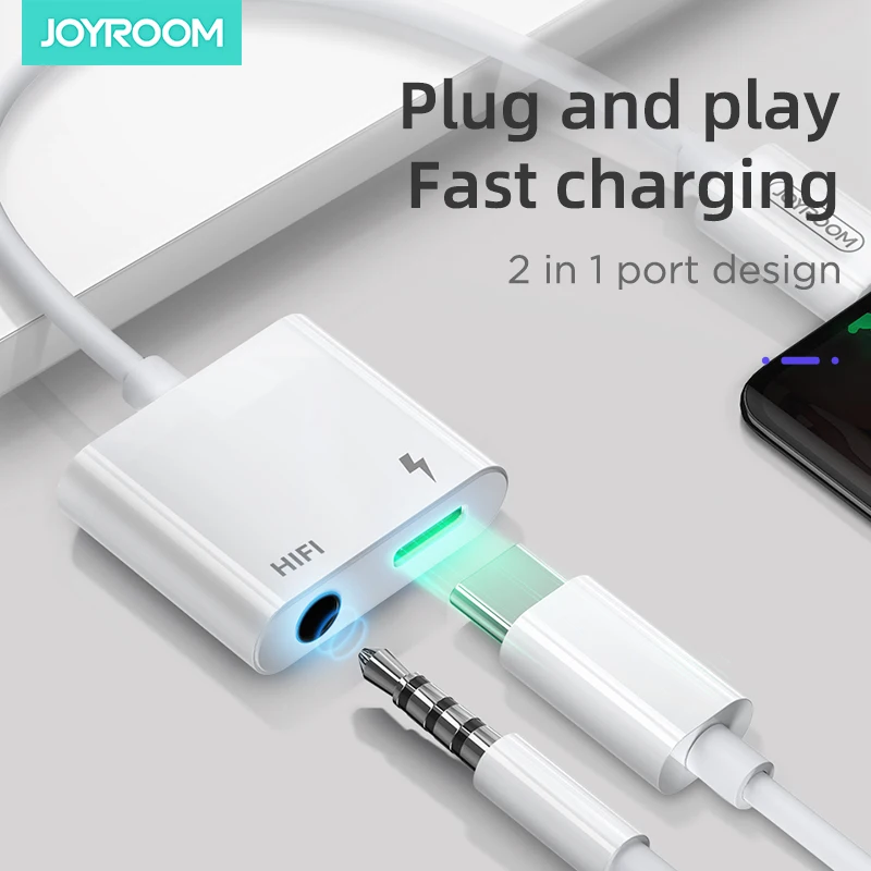 Joyroom Black Type-c male to female 3.5mm Audio conversion PD Cable Adapter USB C Phone