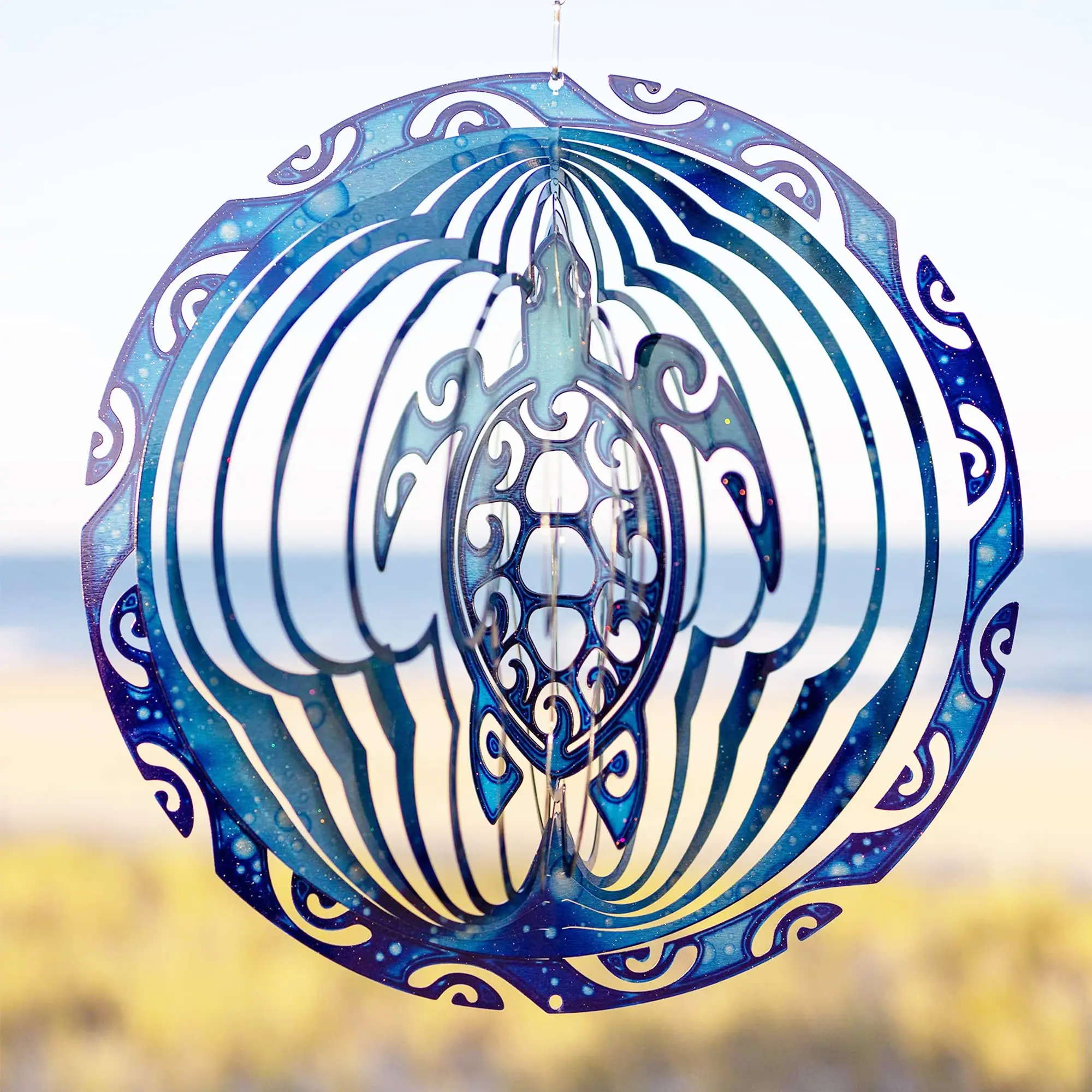 Tribal Turtle Kinetic Wind Spinners for Yard and Garden Wind Spinner Outdoor Metal Large Hanging Turtle Decor 3D Garden