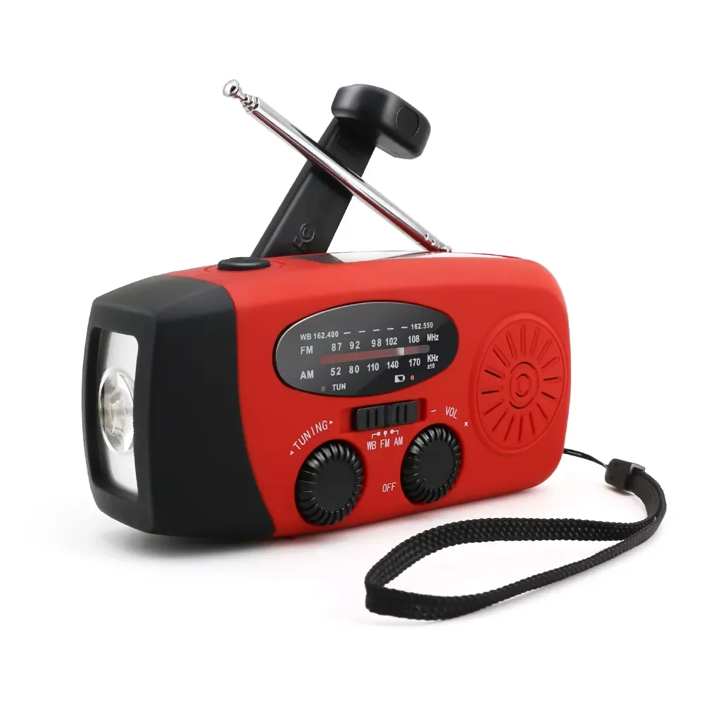 Portable radio Rechargeable  Solar Hand Crank with Led Flashlight