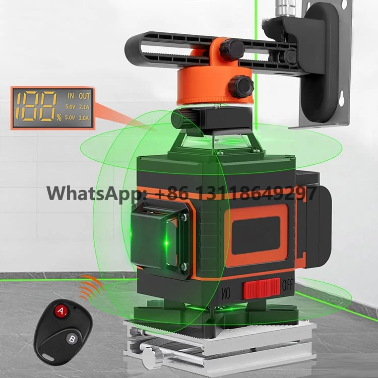 High Quality Measuring Tools Green Beam Self-leveling Cross Horizontal Vertical 16 Lines 4D Wall Sticking Instrument Laser Level