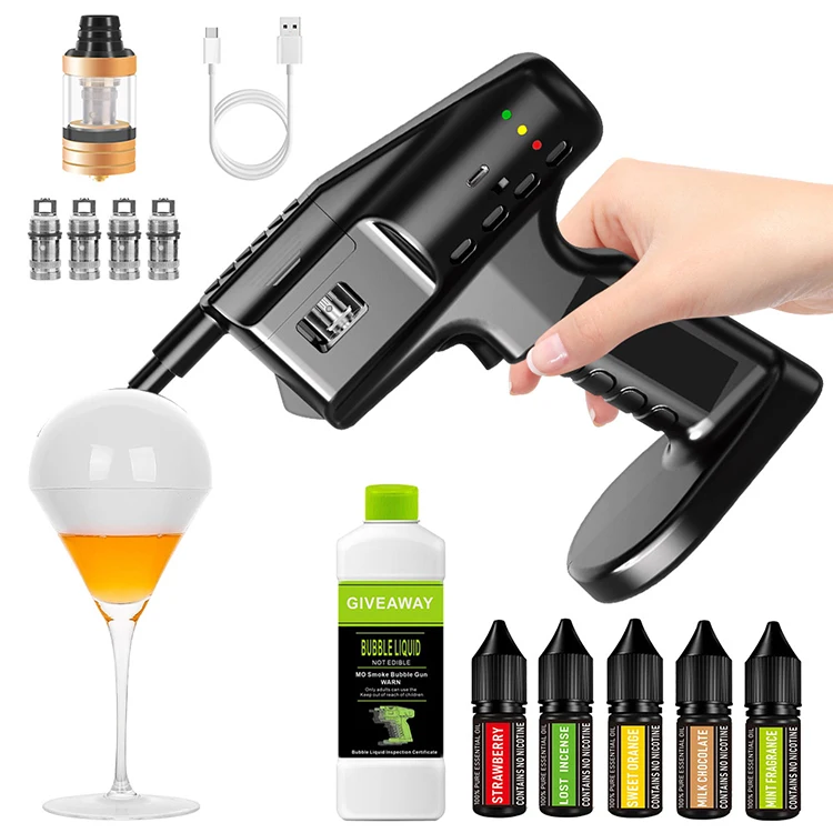 Logo Custom Flavor Blaster Smoke Infuser Whiskey Smoke Kit Cold Bubble Gun for Smoke Cocktail Kit