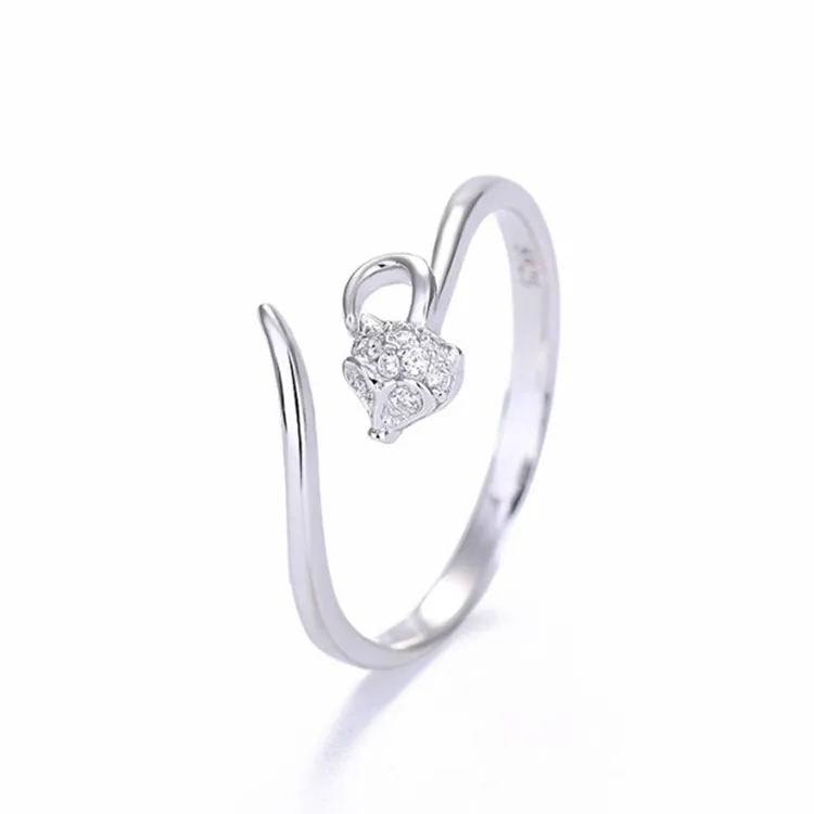 Fox Silver 925 ring female ins fashion Korean version simple personality mini open index finger single ring