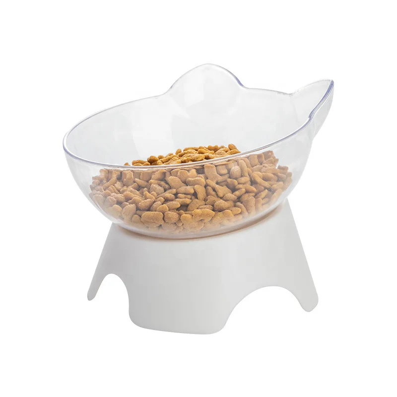 Neck Protection Raised Stand Transparent Cat Bowl Pet Feeding Bowl Pet Food Water Feeder for Cats