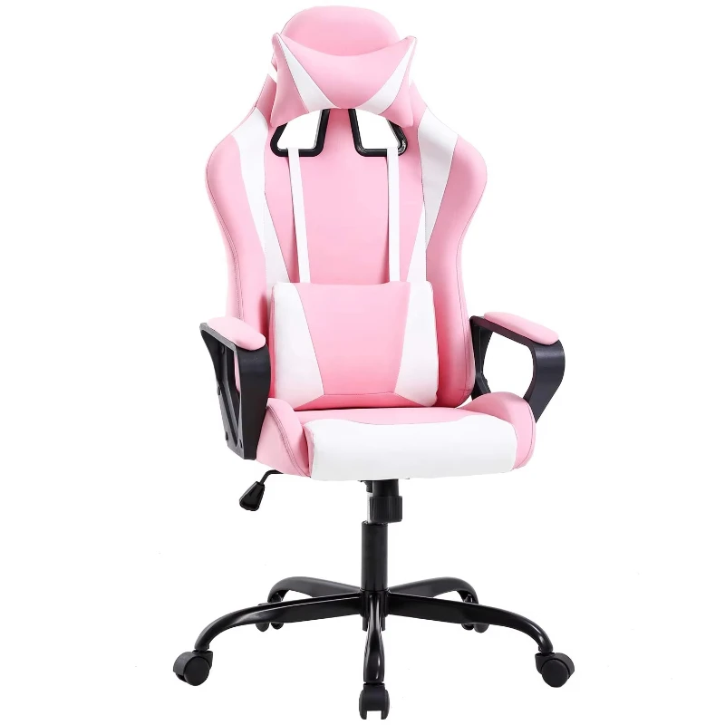 Factory Direct Sales Pu Leather High Back Silla Gamer Girl Pink Gaming Chair White