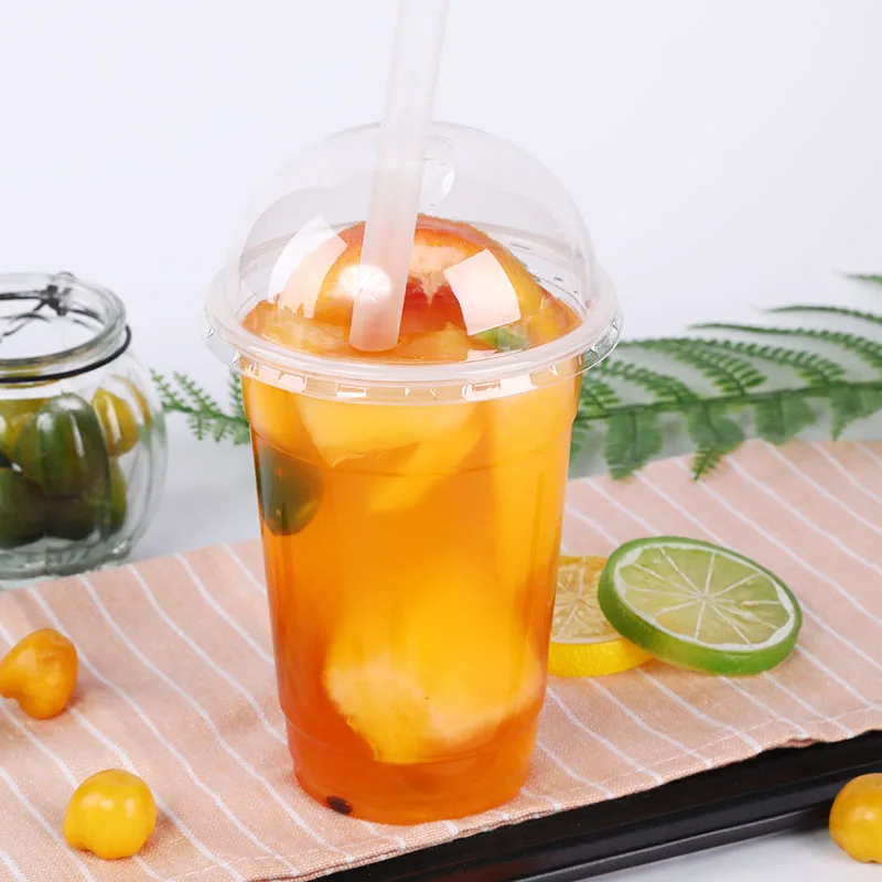 Одноразовая Пластиковая чашка 12 унций с купольными крышками из ПЭТ материала