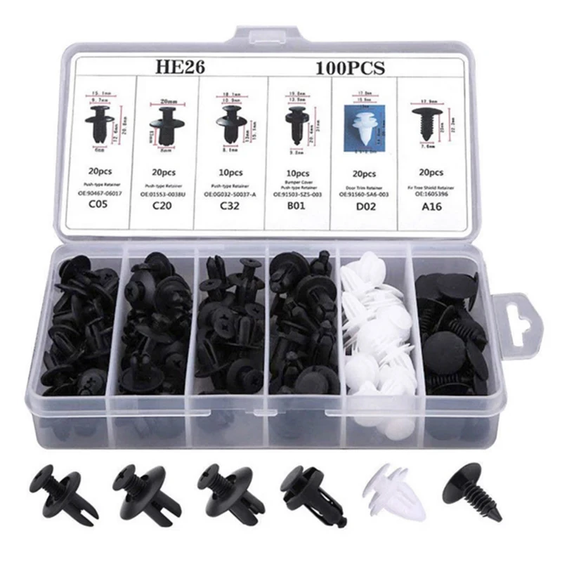 100pcs Mixed Car Plastic Clips Auto Fixing Door Closer Pin Removing Retainer Rivet Screws Disassembly Tools For Removal Product