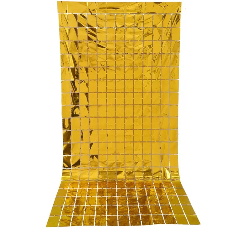 New 1*2m Party wall Decorations Photo Backdrop PET  Tinsel Metallic Fringe pastel pink tinsel gold foil curtain