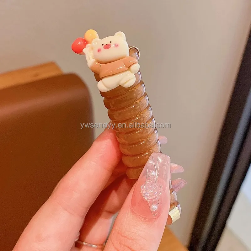 New Design Creative Telephone Wire Scrolls Hair Ties Gradient Candy Color Flowers Elastic Hair Bands For Kids Girls