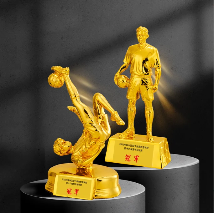 Manufacturer Custom Resin Electroplatel Metal Trophy Award Soccer Football Trophies Sports Cup