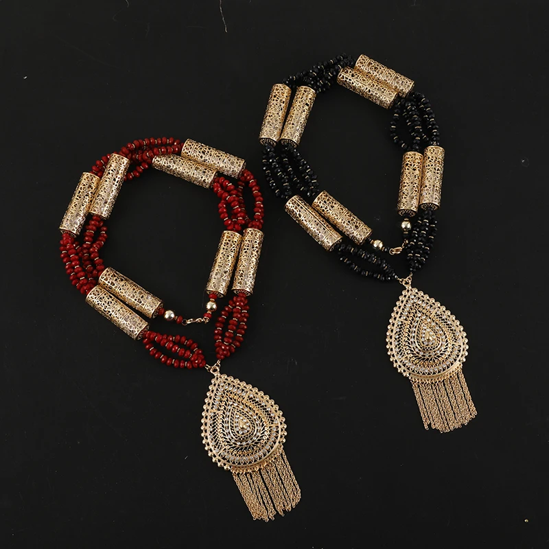 2021 New Design Moroccan Style Necklace Gold Plated Crystal Rhinestone Necklace For Body Decortion