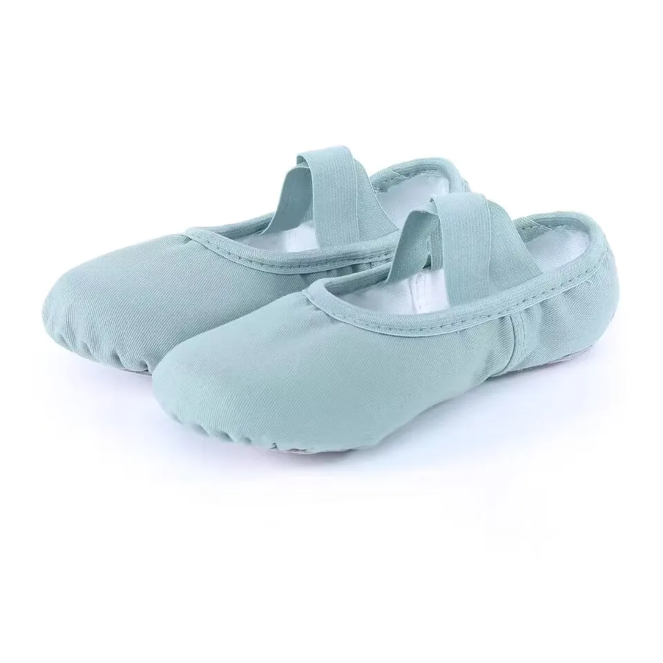 Multicolorful low MOQ professional purple girls canvas soft sole ballet dancing shoes
