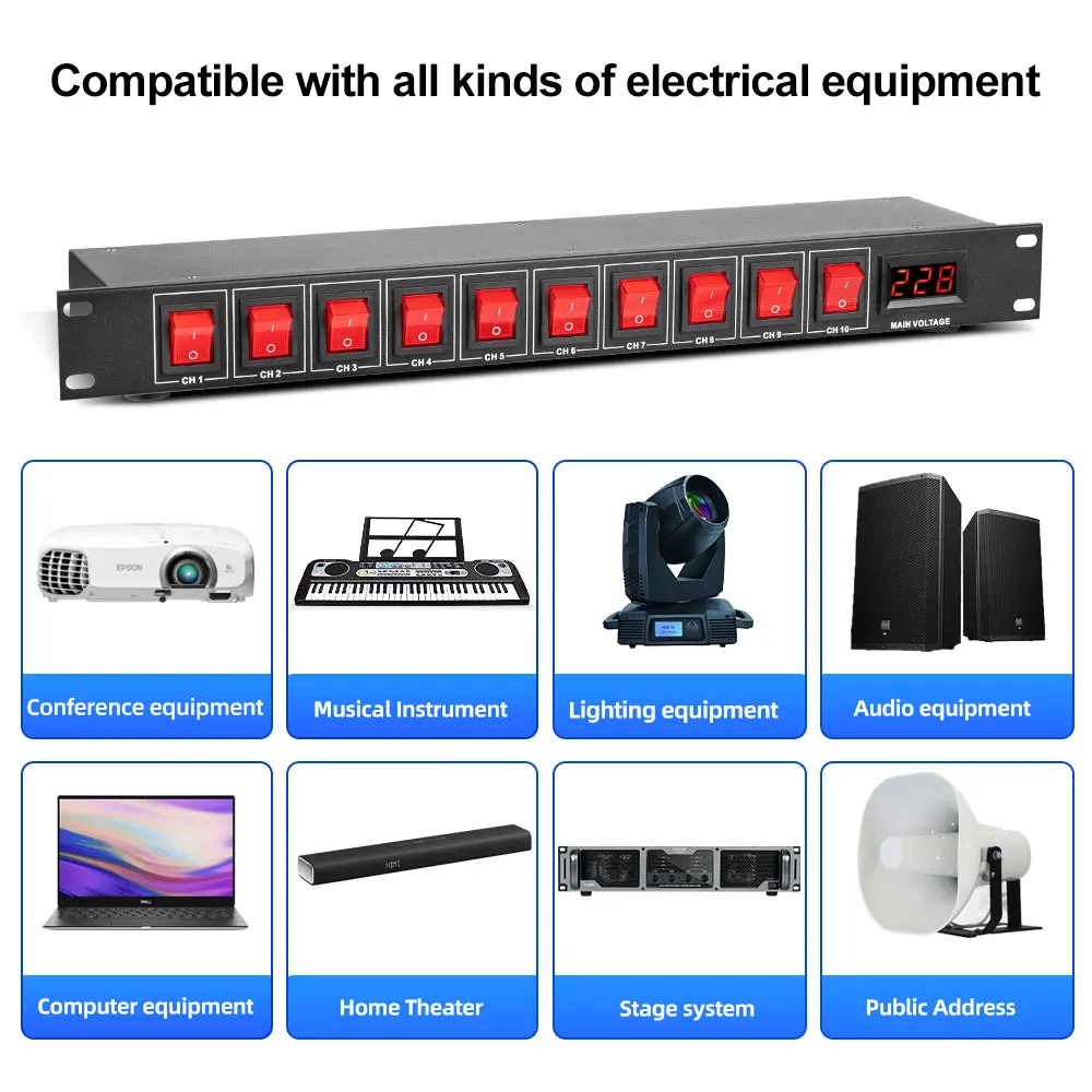 Depusheng SR128 Best Sale Professional 10-way Power Sequencer  Sequence