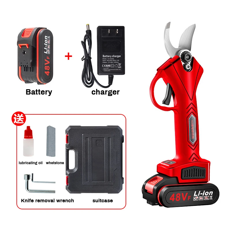 Cordless Electric Pruning Shears Professional Brushless Electric Secateurs Pruner Branch Cutter 40MM Cutting Diameter Battery