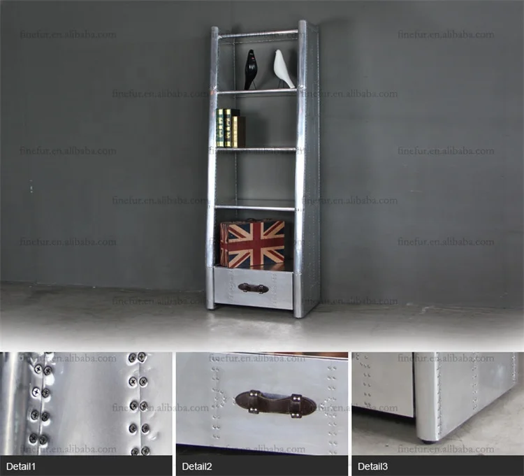 Unique Design Aluminum Sheet MDF Frame Wooden Library Bookshelf