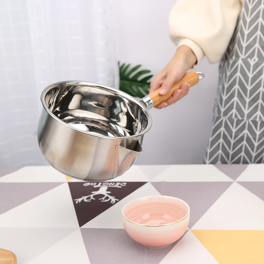 Stainless Steel Small Milk Pot With Strainer Oil Filter Soup Pot Saucepan With Glass Lid