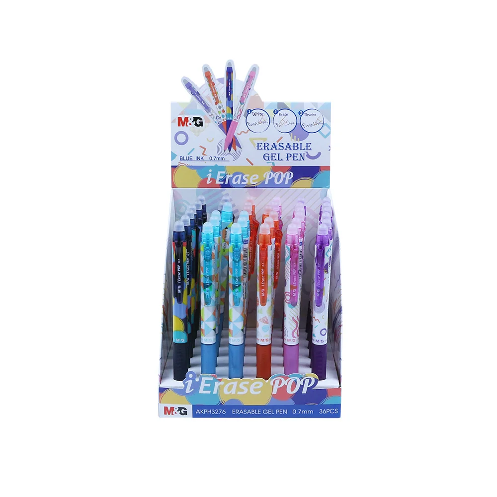 M & G Eco-Friendly 0.7mm Erasable Gel Pen Custom Retractable Erasable Bullet Tip Comfort Rubber Grip Erasable Gel Pen