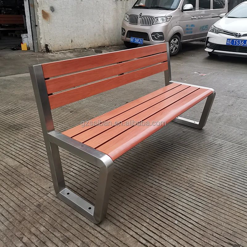 Factory wholesale leisure outdoor benches wooden metal bench seat for parks and plazas