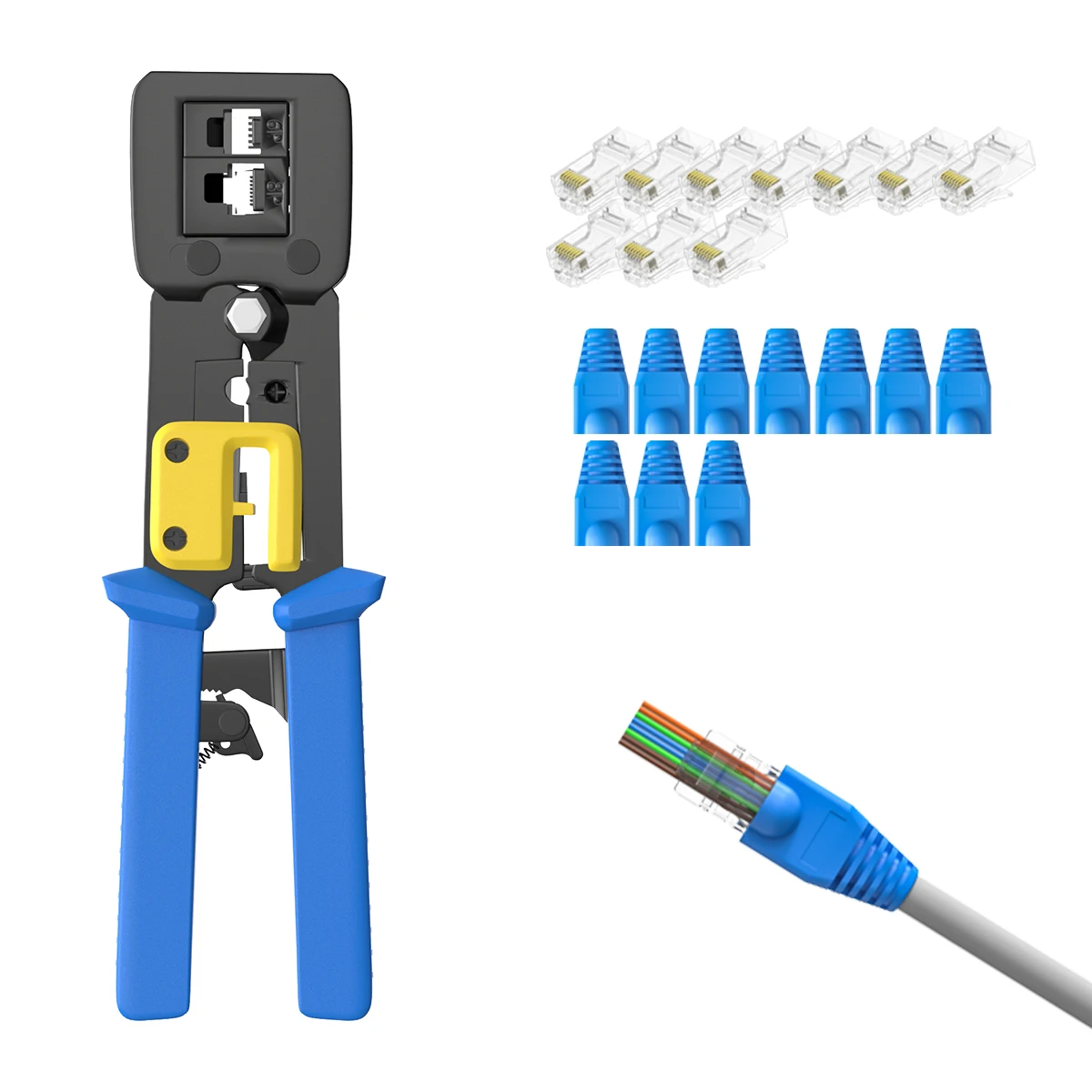 Factory Price Hand Crimper for Ethernet Connectors EZ Crimp Tool for 8Pin 6Pin Pass through RJ45 Steel Wire Stripper