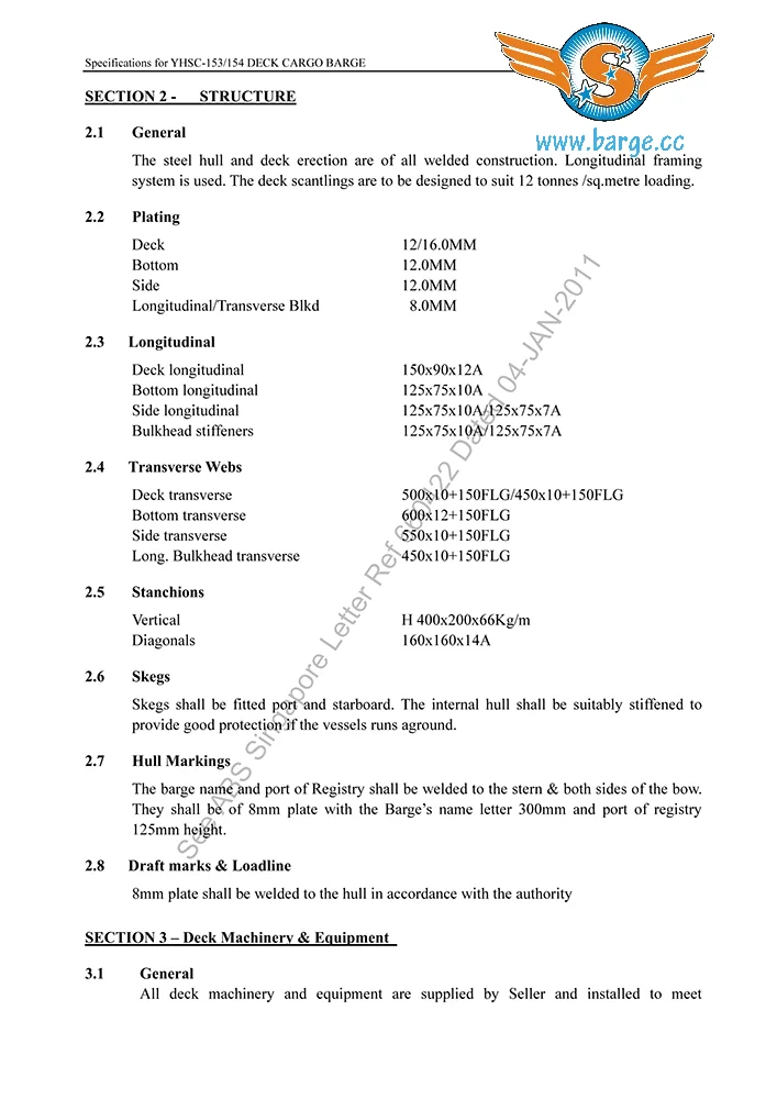
365ft 330ft 270 ft 180 ft Newbuilding PONTOON BARGE FOR SALE 