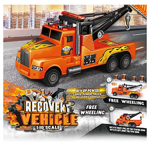 Free Wheeling Die Cast Truck Friction Car 1:10 Scale Model Rescue Crane Truck And 1:18 Military Crane