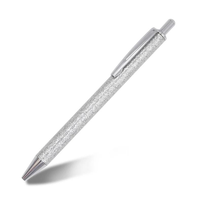 Wholesale Pretty Cute Pens Glitter Ballpoint Pens with Metal Barrel Retractable metal refill custom printed logo