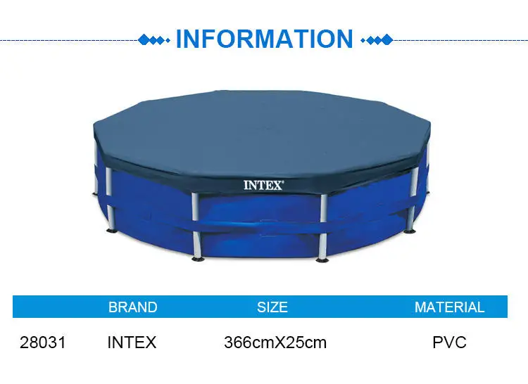 INTEX 28031 12FT X 10IN ROUND PVC POOL COVER LARGE SWIMMING POOL COVER OUTDOOR EASY SET SHEET POOL COVERS