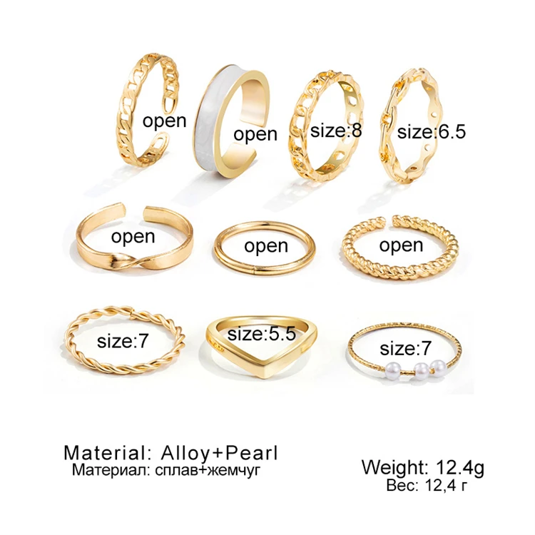 Fashion Jewelry 2023 Stacked Pearl Beaded Crystal Butterfly Rose Cuban Rings For Women