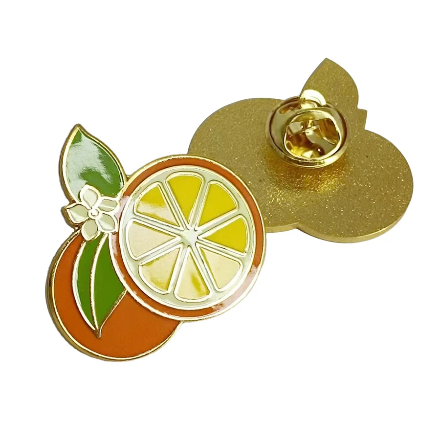 High Quality Metal Custom Lapel Pin Wholesale Clothing Custom Made Enamel Badge Custom Tangerine Pins Metal Logo Badges