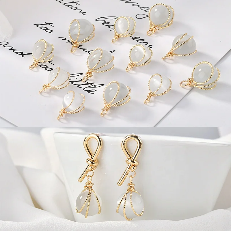 Opal winding pendant copper plated 18k gold DIY earrings necklace jewelry accessories