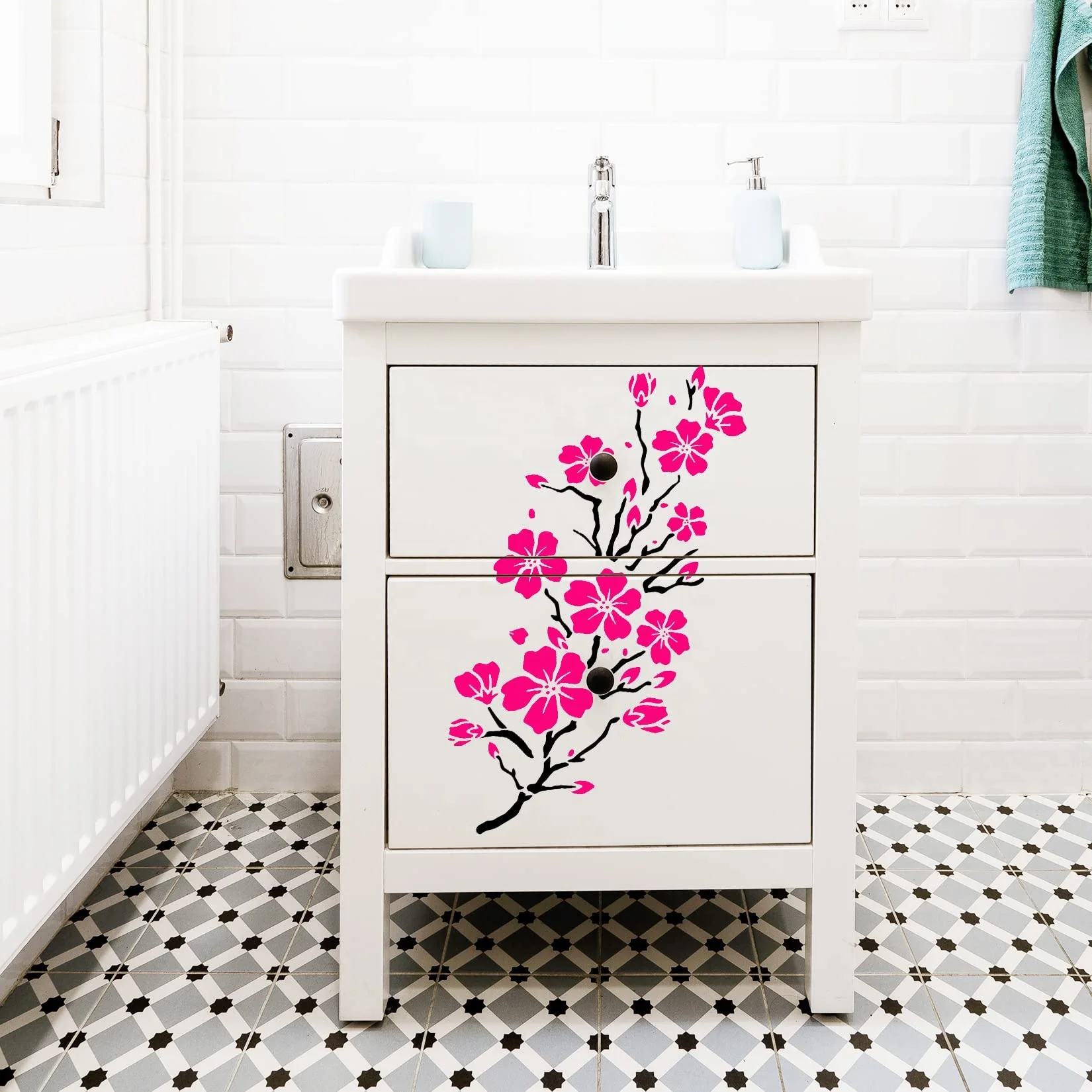 6 PCS A4 Vine Leaf Rose Stencil Cherry Blossom Stencil Bird Tree Branch Stencils Reusable Floral Flower Template