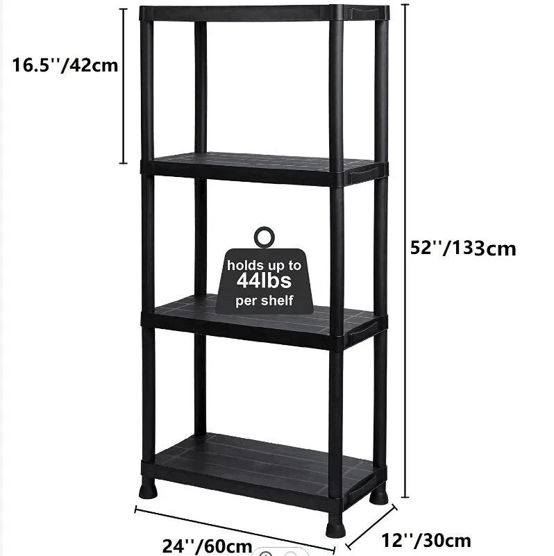 Multi-layer Boltless Medium Duty 4/5 Tier Plastic Storage Stacking Racks And Shelves For Warehouse Garage